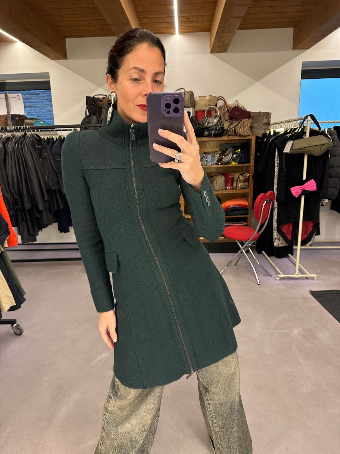 SPOLVERINO EMPORIO ARMANI LANA COTTA VERDE BOTTIGLIA 