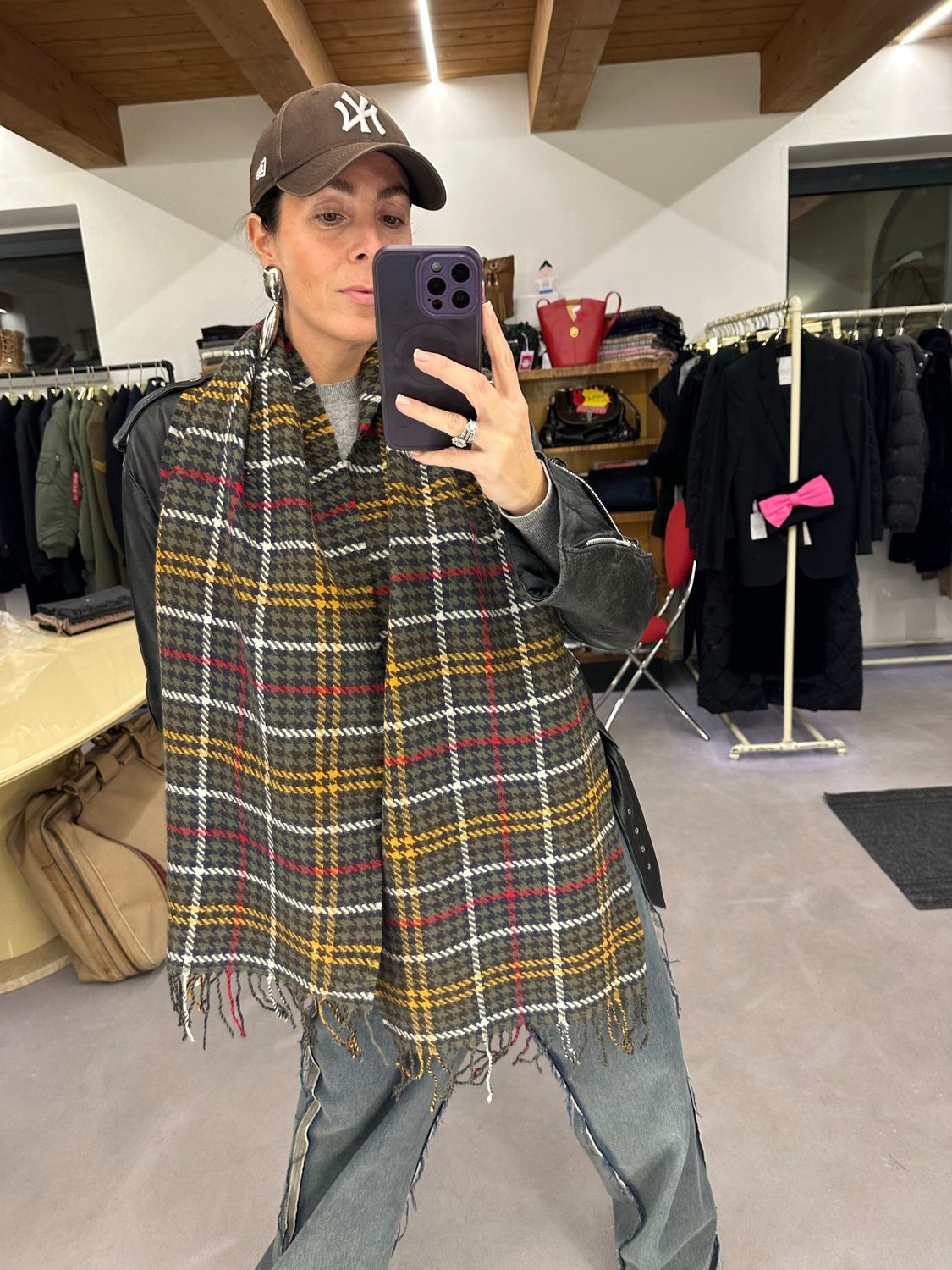 MAXI SCIARPA BARBOUR PIED DE POULE MULTICOLOR 