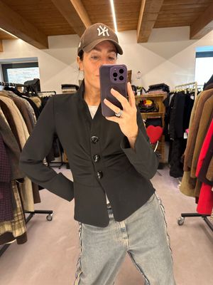 GIACCA DIOR DONNA NERA CON MAXI BOTTONI E FUSCIACCA