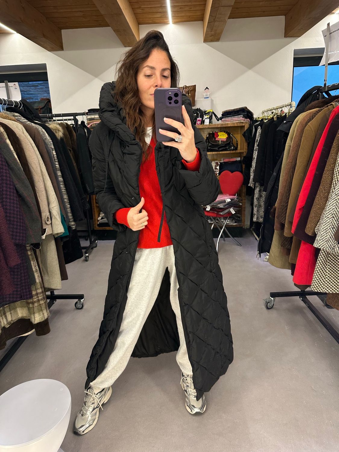 PIUMINO MONCLER NERO LUNGO DONNA TG 2