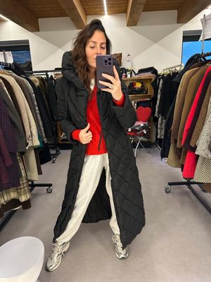 PIUMINO MONCLER NERO LUNGO DONNA TG 2