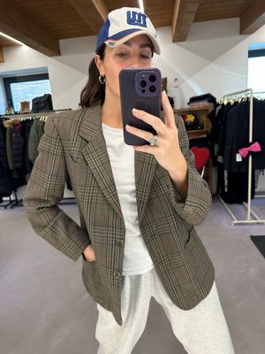 BLAZER DAKS LONDON PURA LANA VERGINE PIED DE POULE MULTICOLOR TG 46