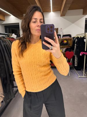 GIROCOLLO A TRECCE PURO CASHMERE ARANCIO PASTELLO TG M DONNA