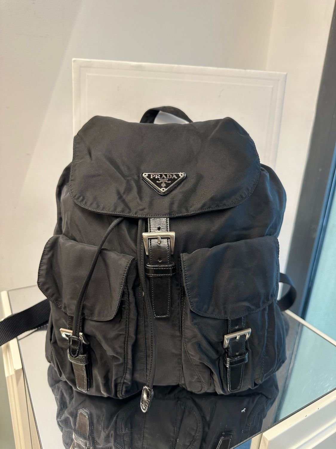 ZAINO PRADA NYLON NERO E PELLE