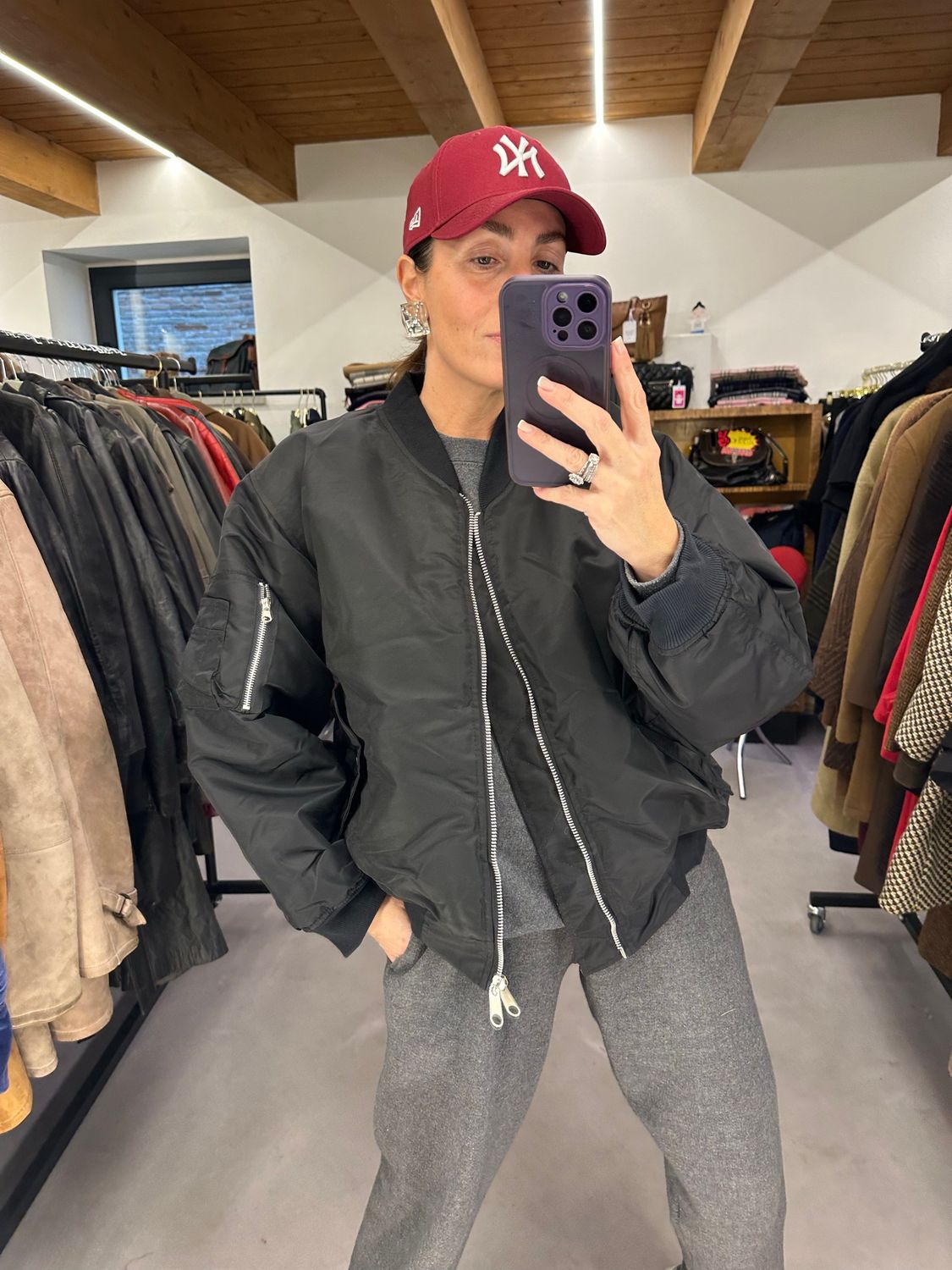 BOMBER NERO NYLON NERO IMBOTTITO DOUBLE FACE NUOVO TG M