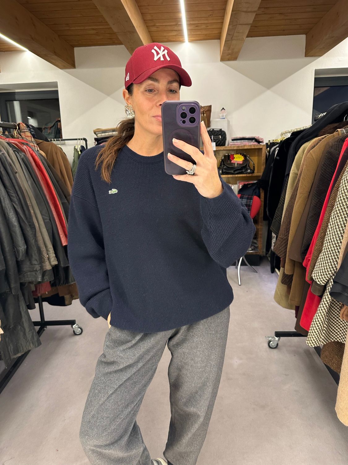 MAGLIONE LACOSTE PURA LANA VERGINE A COSTE BLU TG XL