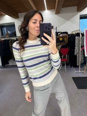 GIROCOLLO PURO CASHMERE FANTASIA RIGHE PASTELLO TG M DONNA