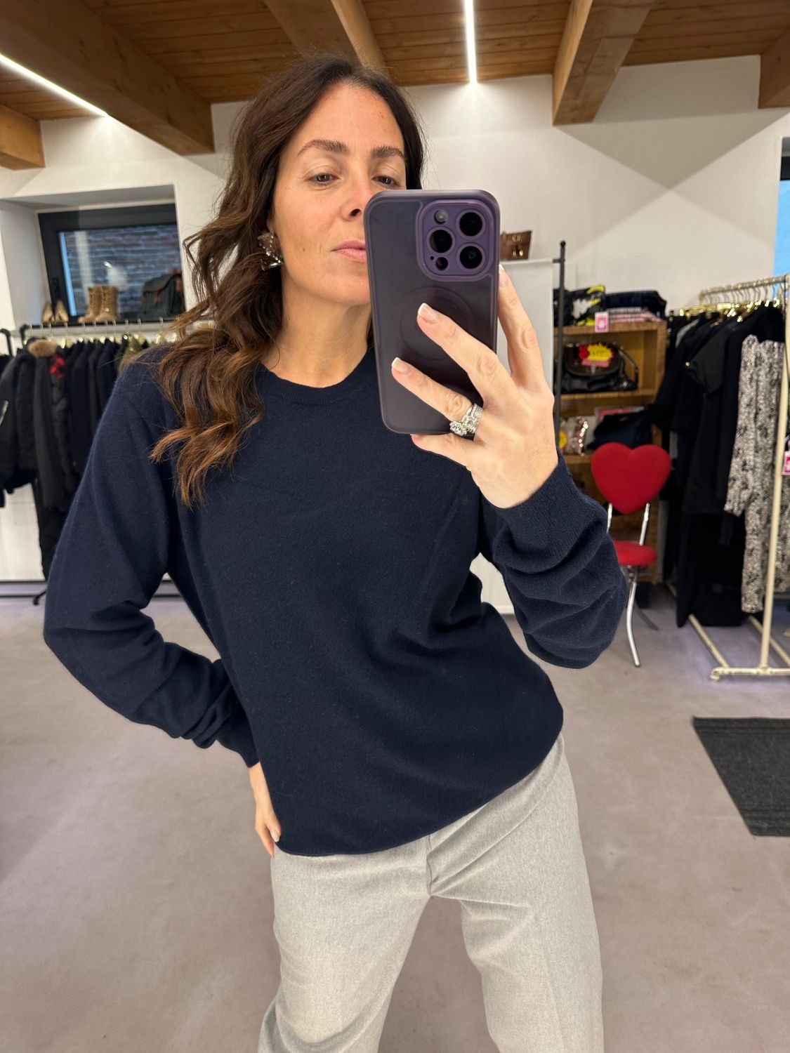 GIROCOLLO PURO CASHMERE BLU TG L 