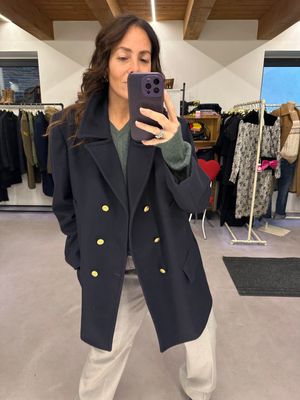 CAPPOTTO PEACOAT ORIGINALE MILITARE BLU PURA LANA BOTTONI ORO