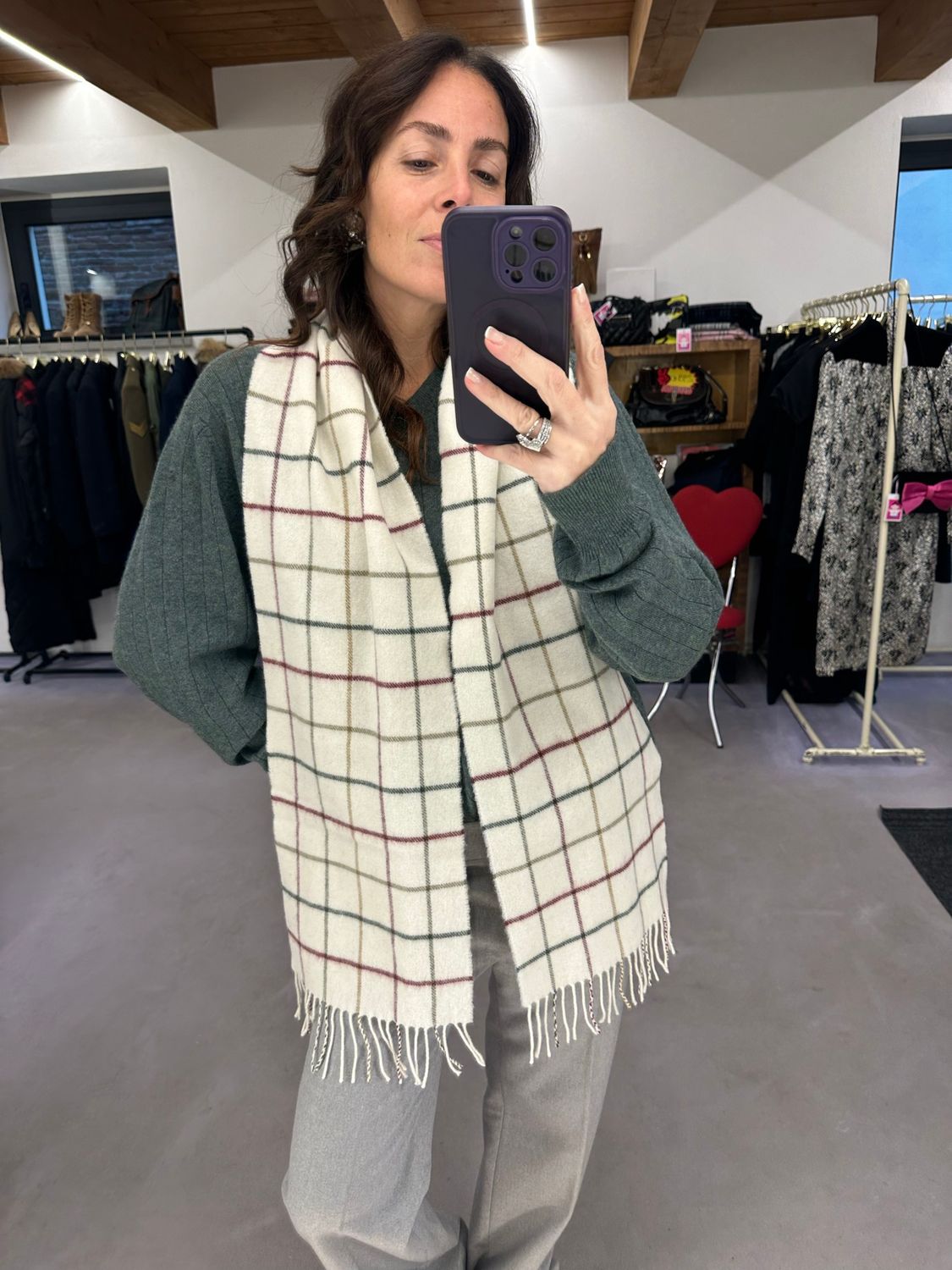 SCIARPA BARBOUR PANNA SQUADRETTATURA BORDEAUX E VERDE