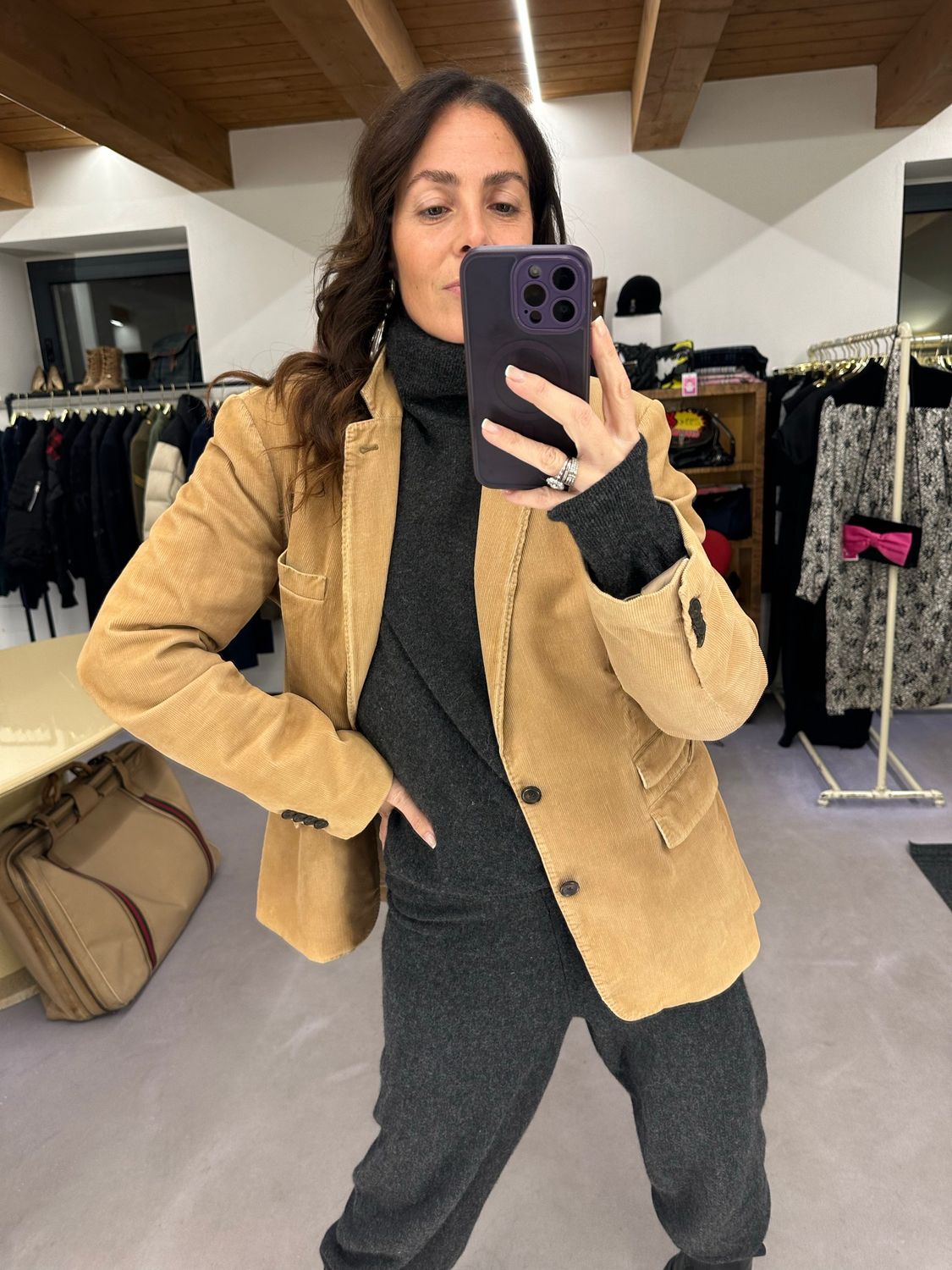 BLAZER VELLUTO MILLERIGHE CAMMELLO UNISEX TG 50