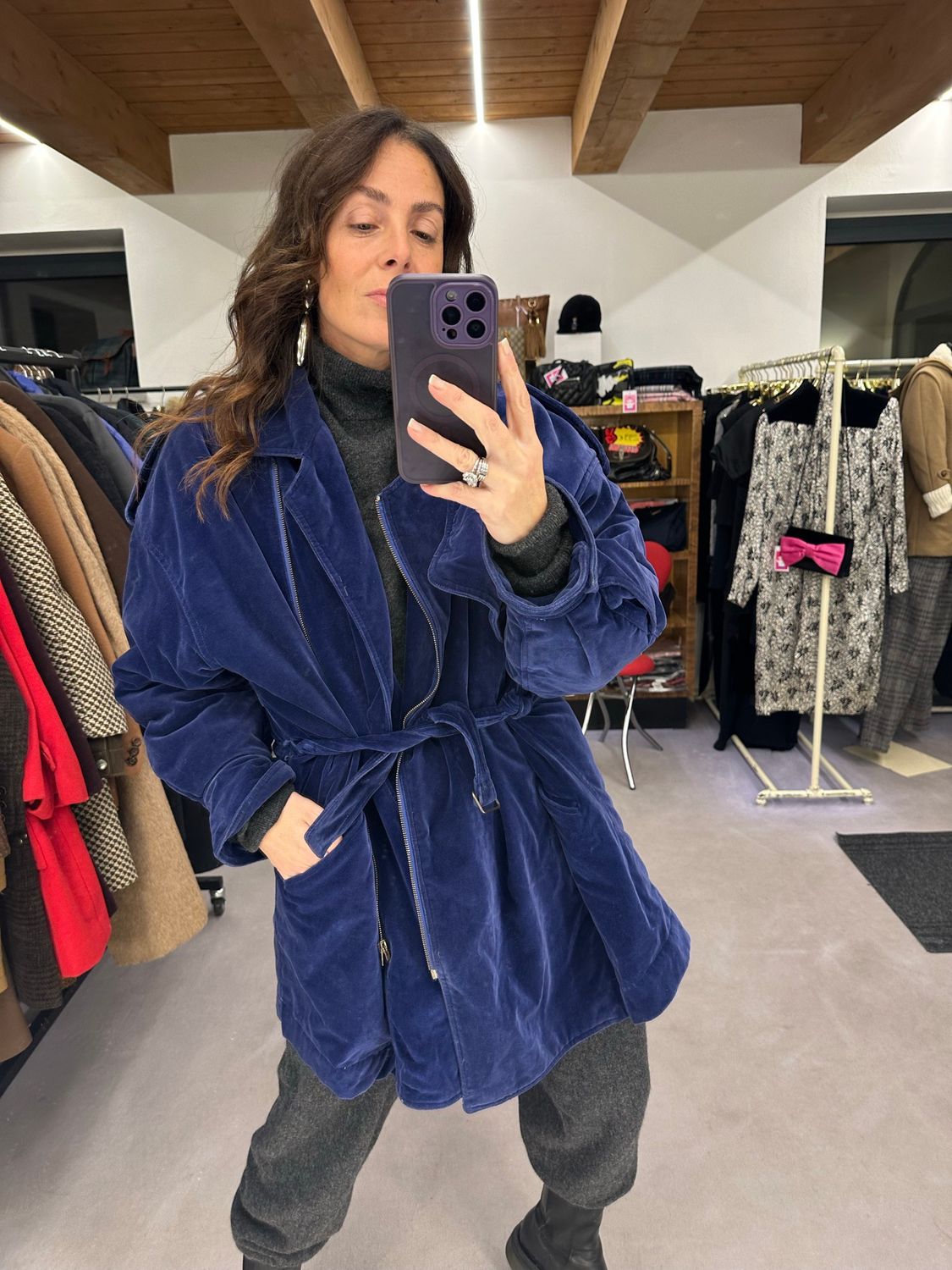 TRENCH VELLUTO VIOLA IMBOTTITO GIANFRANCO FERRE