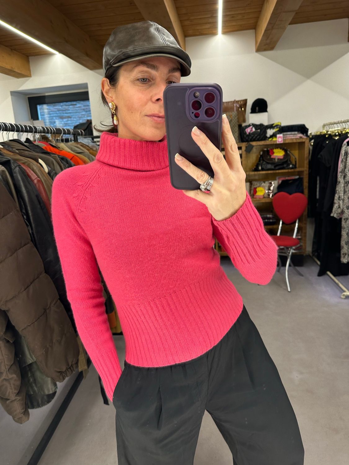 COLLO ALTO PURO CASHMERE FUCSIA DONNA TG S