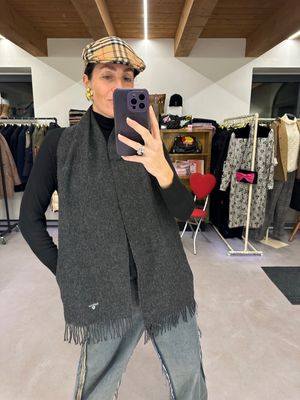 SCIARPA BARBOUR TINTA UNITA GRIGIO ANTRACITE PURA LANA VERGINE