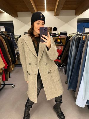 CAPPOTTO BALLANTYNE LANA E CASHMERE PELO LUNGO GRIGIO PERLA UNISEX 