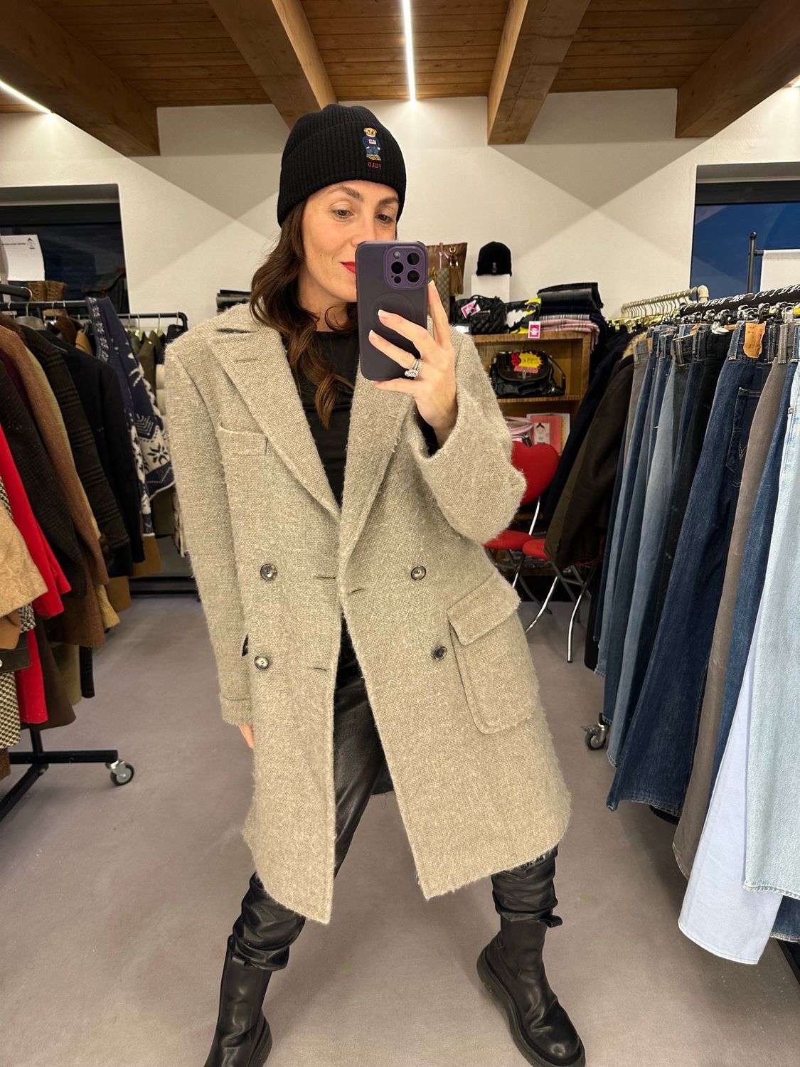 CAPPOTTO BALLANTYNE LANA E CASHMERE PELO LUNGO GRIGIO PERLA UNISEX 