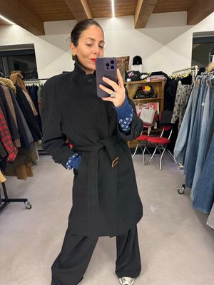 CAPPOTTO BOGGI CASHMERE E LANA GRIGIO ANTRACITE CON CINTA