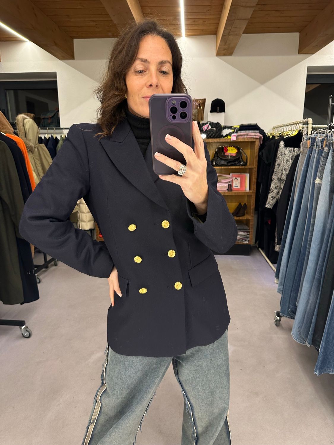 BLAZER PURA LANA VERGINE BLU NOTTE BOTTONI ORO ORIGINALE MARINA MILITARE TG 46