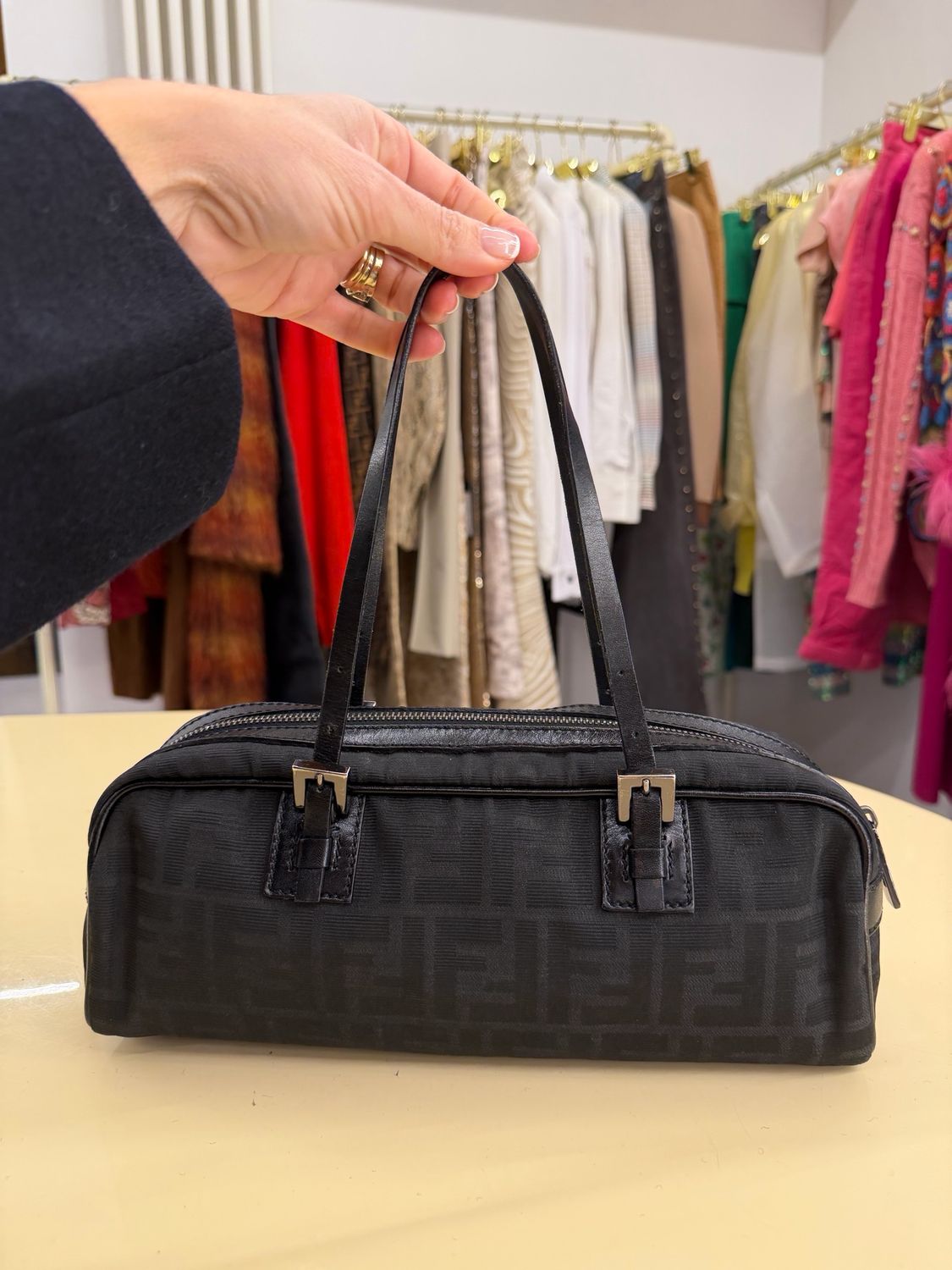 BASSOTTO FENDI TESSUTO MONOGRAM ZUCCA NERO