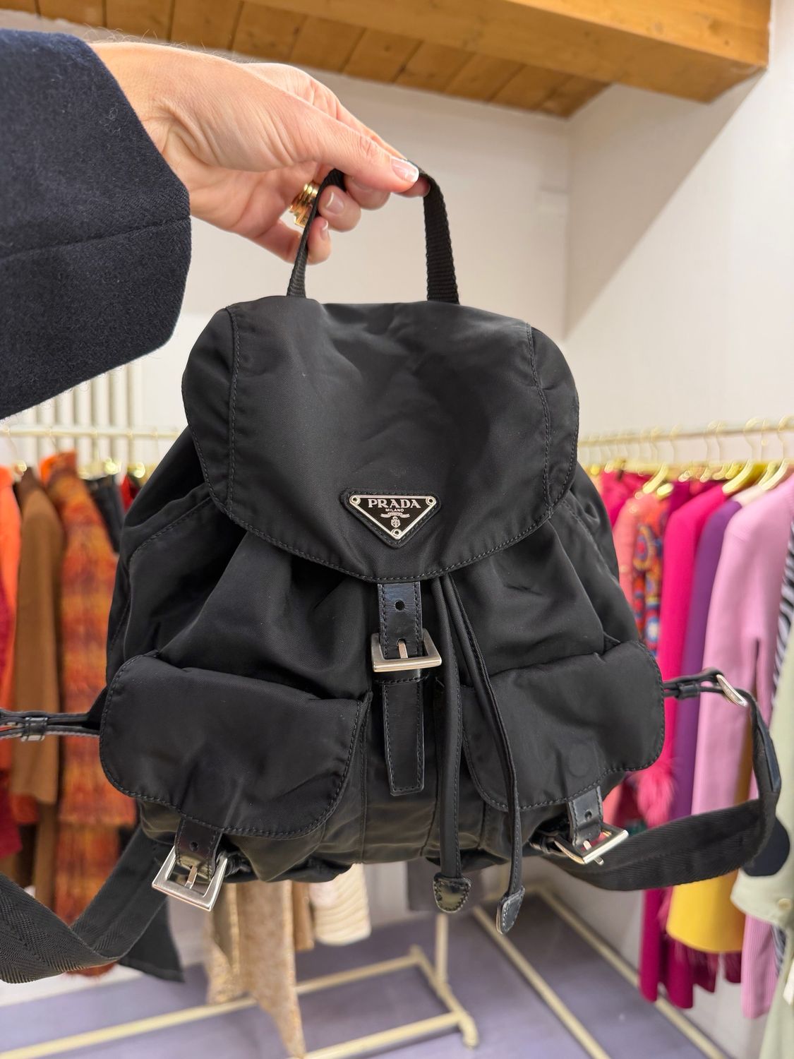 ZAINETTO PRADA NYLON NERO E PELLE SMALL