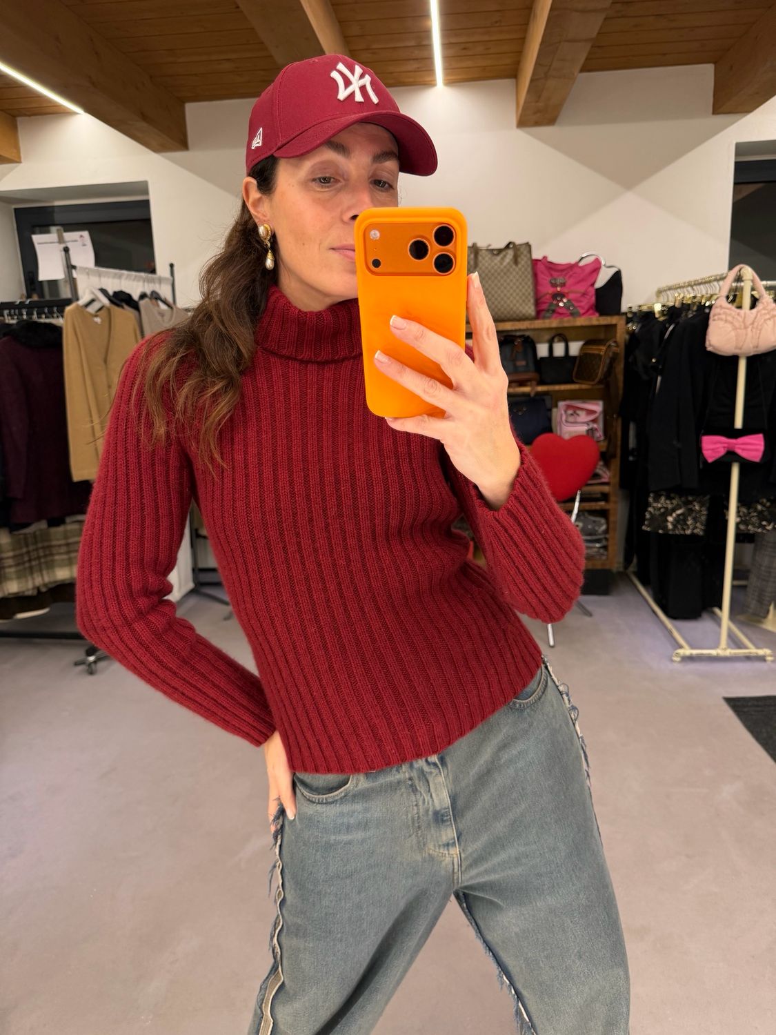 MAGLIONE PURO CASHMERE RALPH LAUREN BORDEAUX DONNA TG M