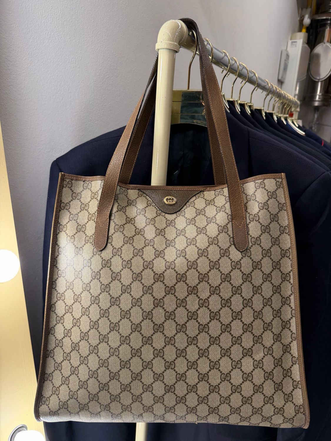 SHOPPER GUCCI VINTAGE CANVAS E PELLE MARRONE