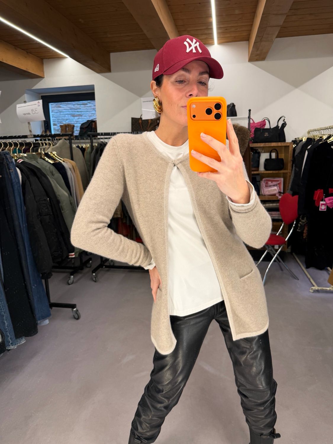 CARDIGAN PURO CASHMERE SABBIA DONNA MONOBOTTONE