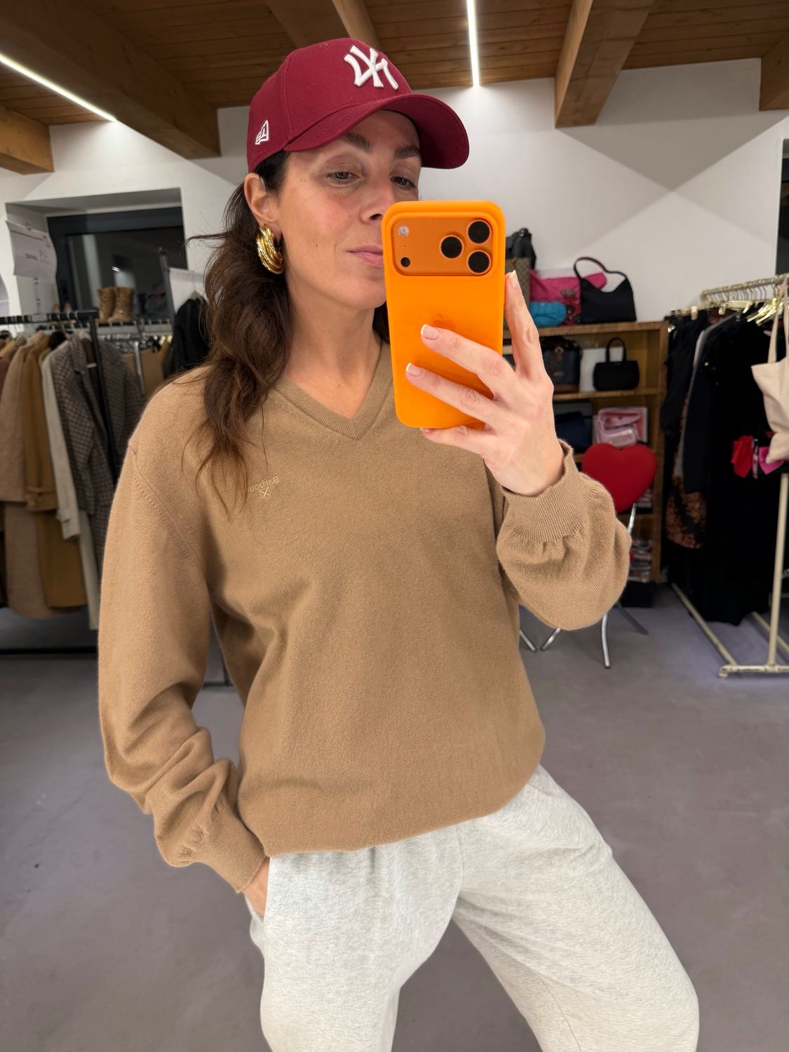 MAGLIONCINO BARBOUR V NECK CAMMELLO