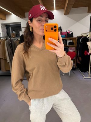 MAGLIONCINO BARBOUR V NECK CAMMELLO