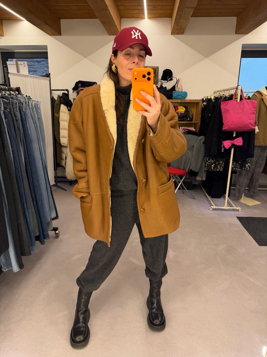 MONTONE VINTAGE SHEARLING ORIGINALE CARAMELLO