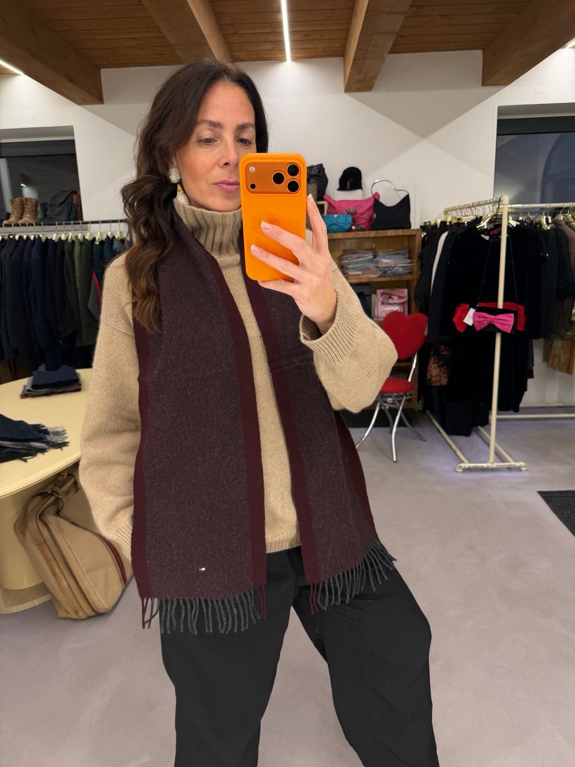 SCIARPA TOMMY HILFIGHER BORDEAUX E GRIGIO