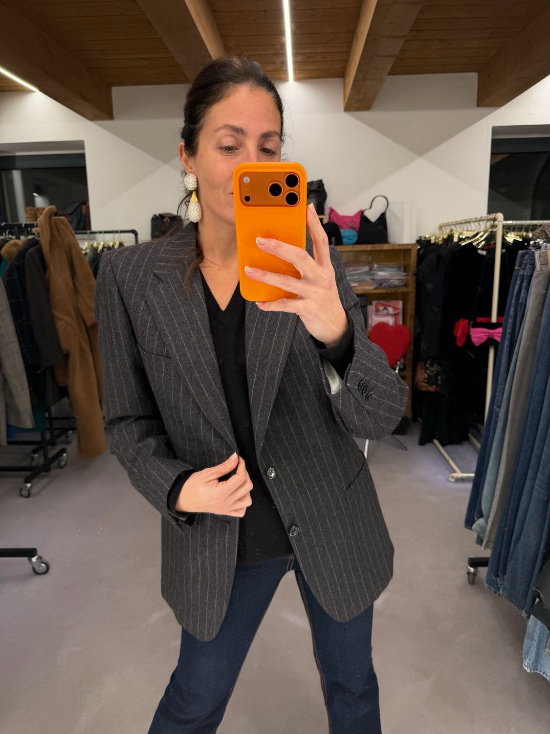 BLAZER GESSATO PURA LANA GRIGIO ANTRACITE UNISEX TG 50 SLIM