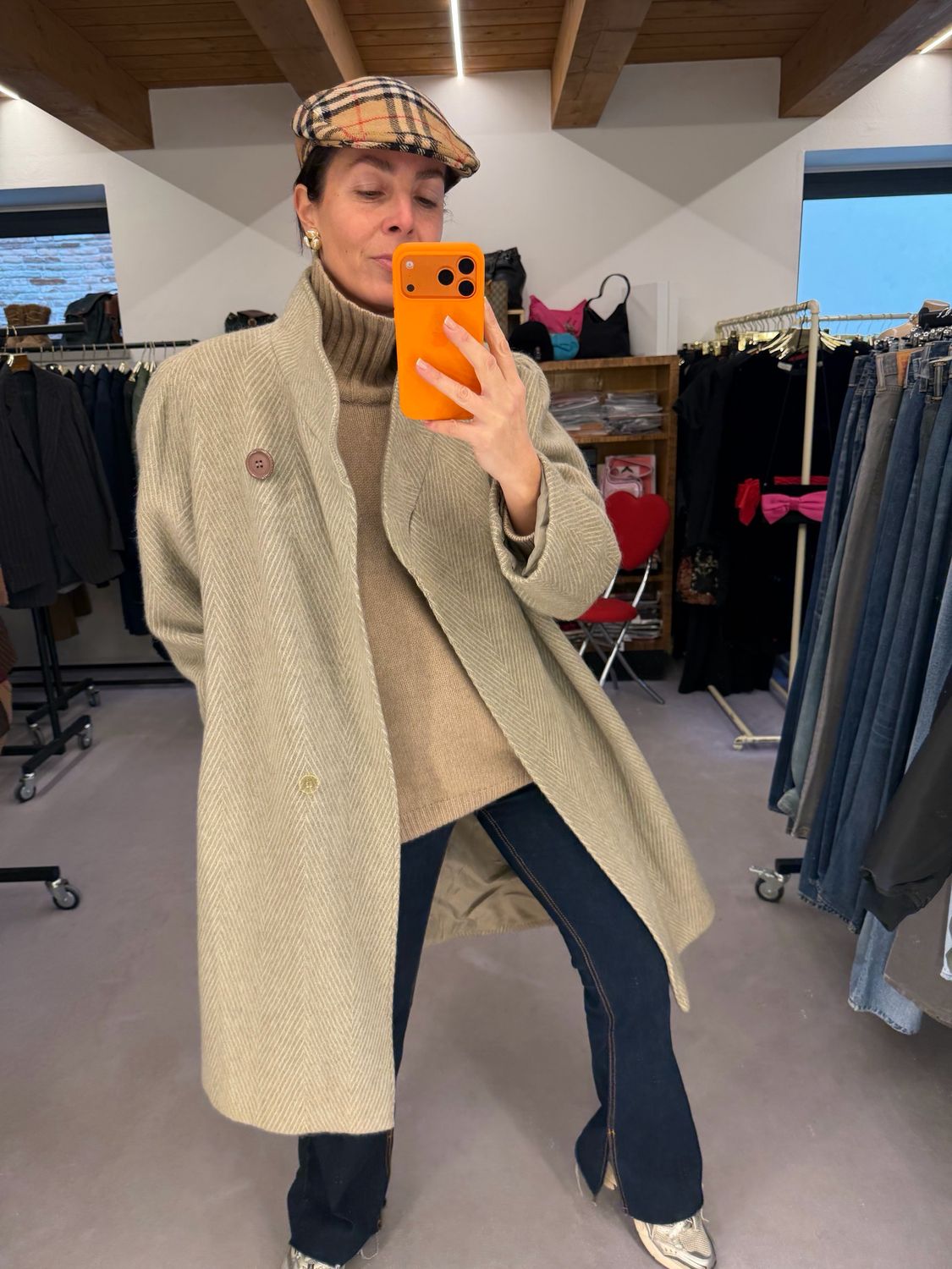 CAPPOTTO VINTAGE SPINATO GRIGIO PERLA DONNA TG 50