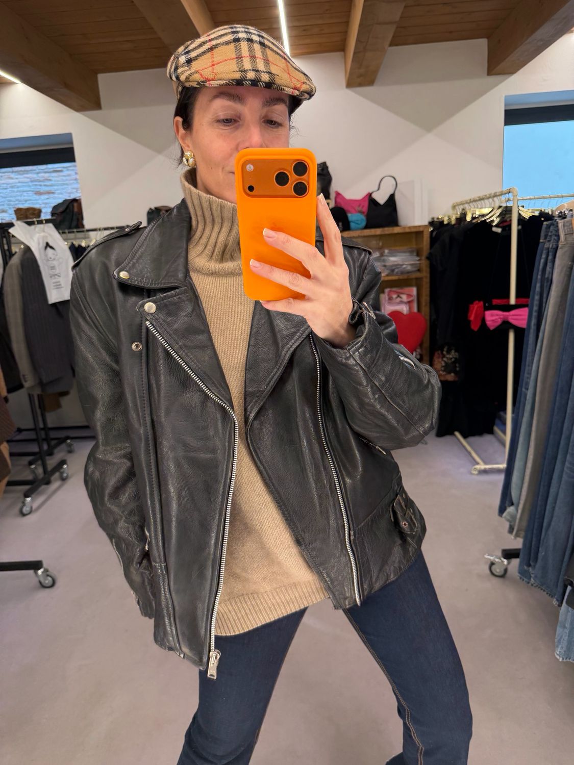 CHIODO VINTAGE VERA PELLE NERO TG 48 UNISEX