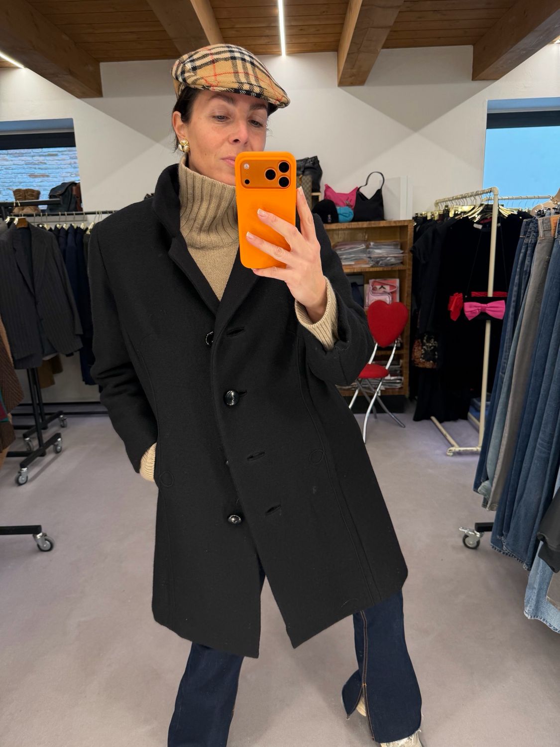 CAPPOTTO VINTAGE NERO PURA LANA TG 44