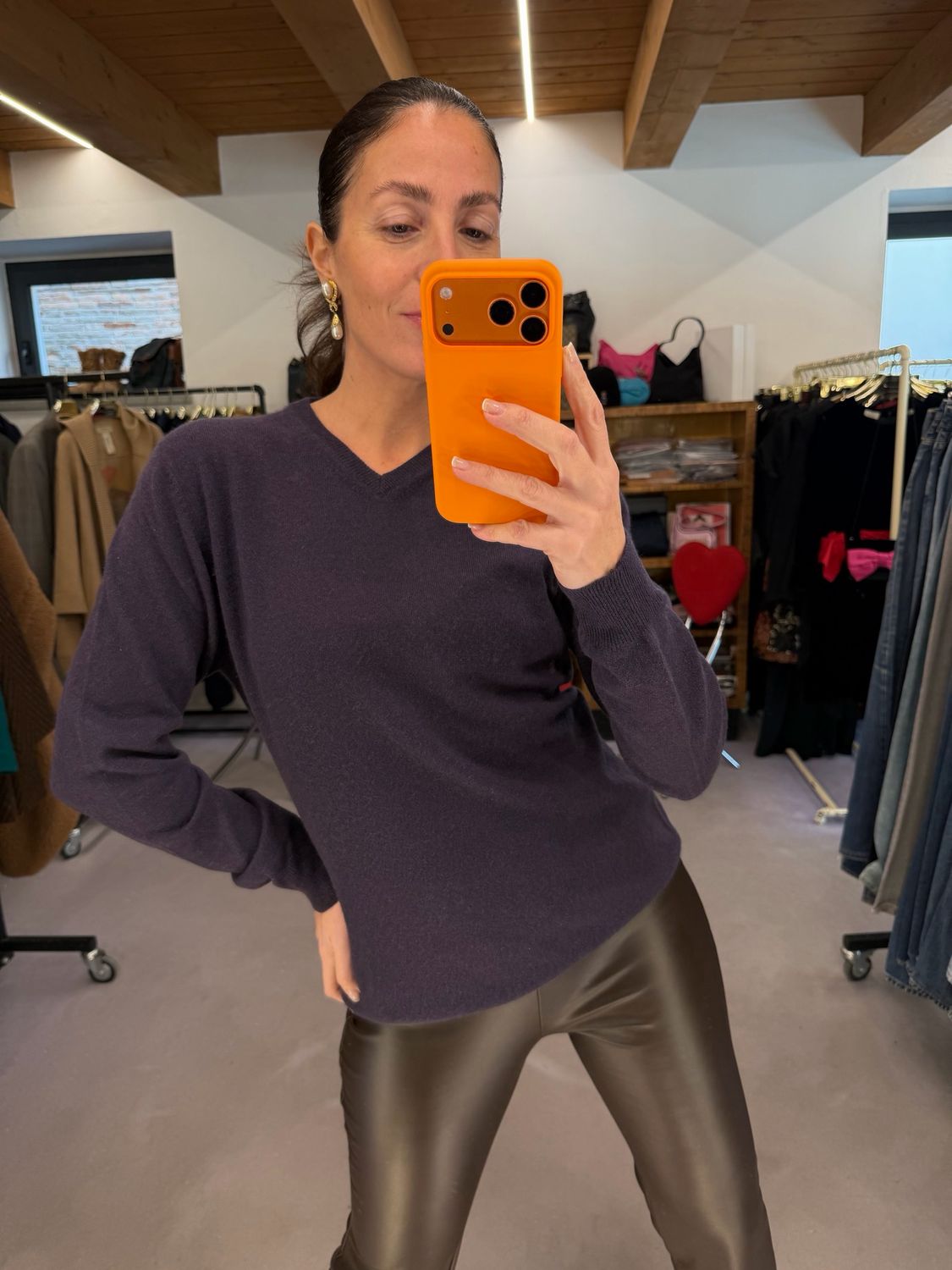 V NECK PURO CASHMERE MELANZANA UNISEX TG M