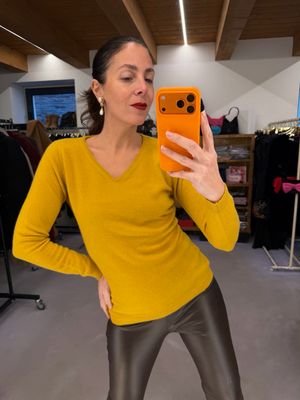 MAGLIONCINO PURO CASHMERE SENAPE DONNA TG M