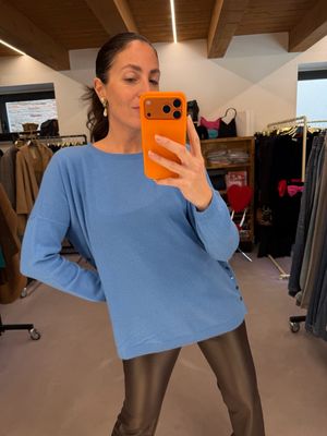 PURO CASHMERE CERULEO DONNA TG L BOTTONI MADREPERLA