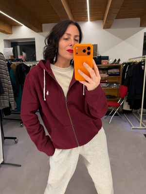 FELPA RALPH LAUREN CON CAPPUCCIO E ZIP BORDEAUX UNISEX TG L