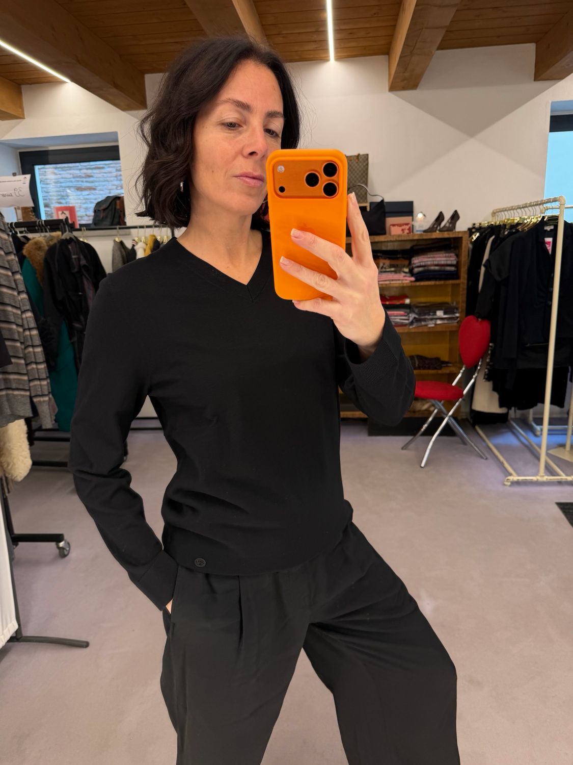 MAGLIONCINO V NECK CHANEL NERO TG M UNISEX