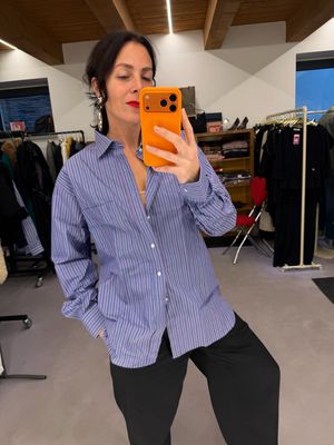 CAMICIA YSL NUOVA RIGATA AZZURRO INTENSO TG L