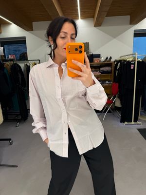 CAMICIA YSL NUOVA ROSA TENUE SQUADRETTATURA AZZURO DELICATO TG M UNISEX