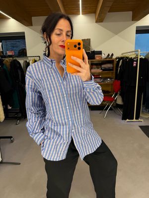 CAMICIA YSL NUOVA SCOZZESE AZZURRO INTENSO TG L UNISEX