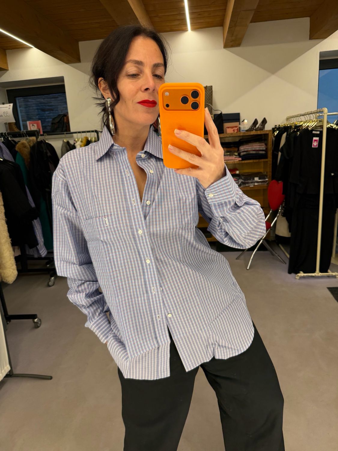 CAMICIA YSL NUOVA SCOZZESE AZZURRO DELICATO UNISEX TG L