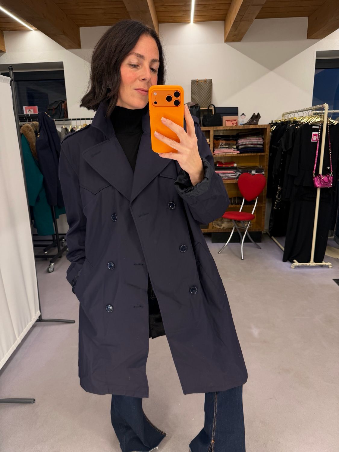 TRENCH ORIGINALE MILITARE BLU INTERNO TEDDY STACCABILE TG 50