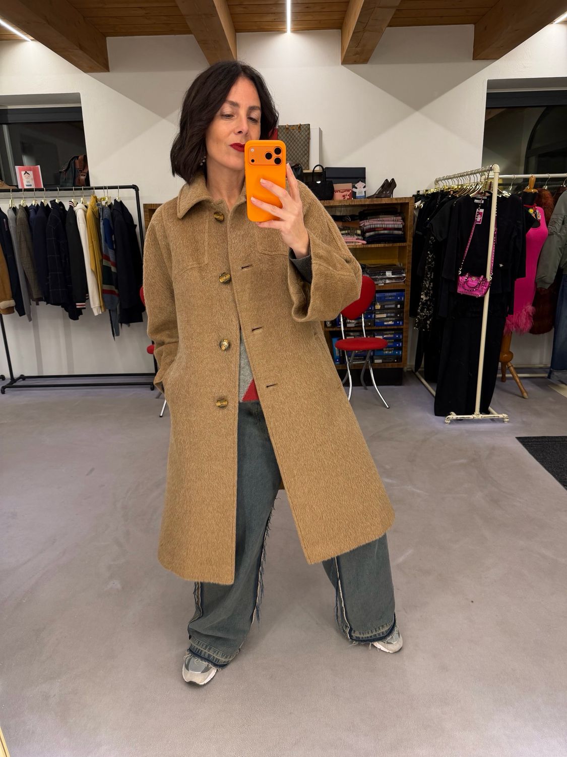 CAPPOTTO VINTAGE LANA E ALPACA CAMMELLO