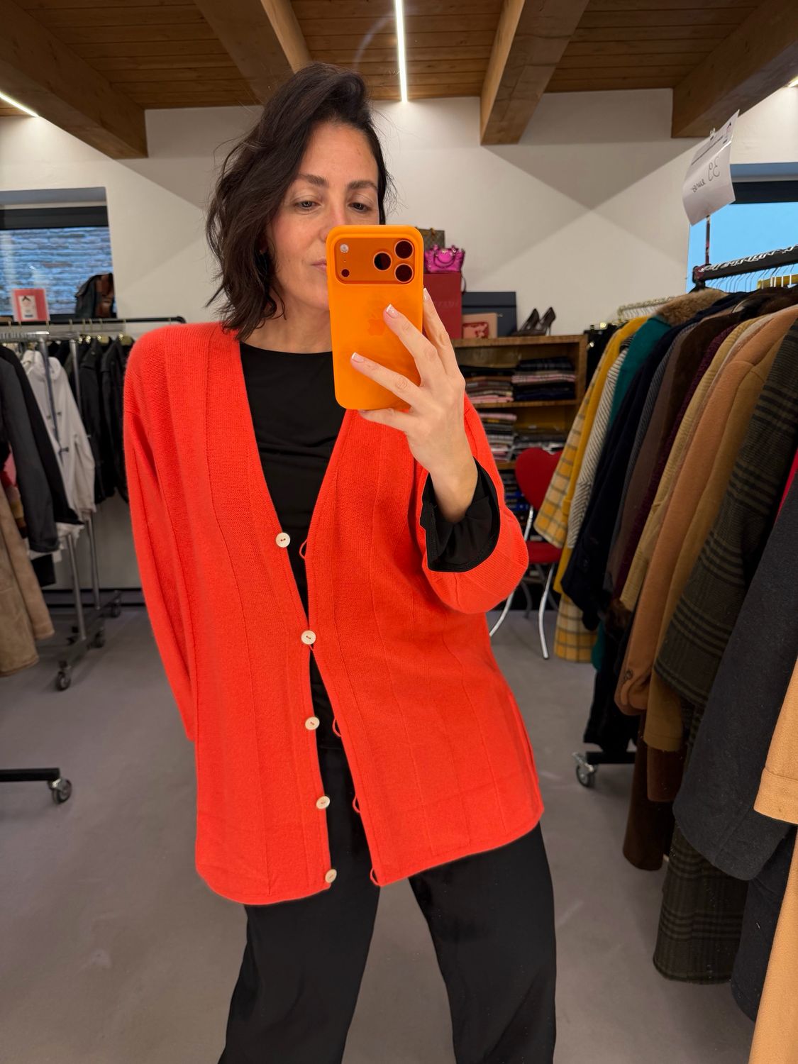 CARDIGAN DONNA BALLANTYNE PURO CASHMERE SALMONE BOTTONI MADREPERLA TG M COMODA