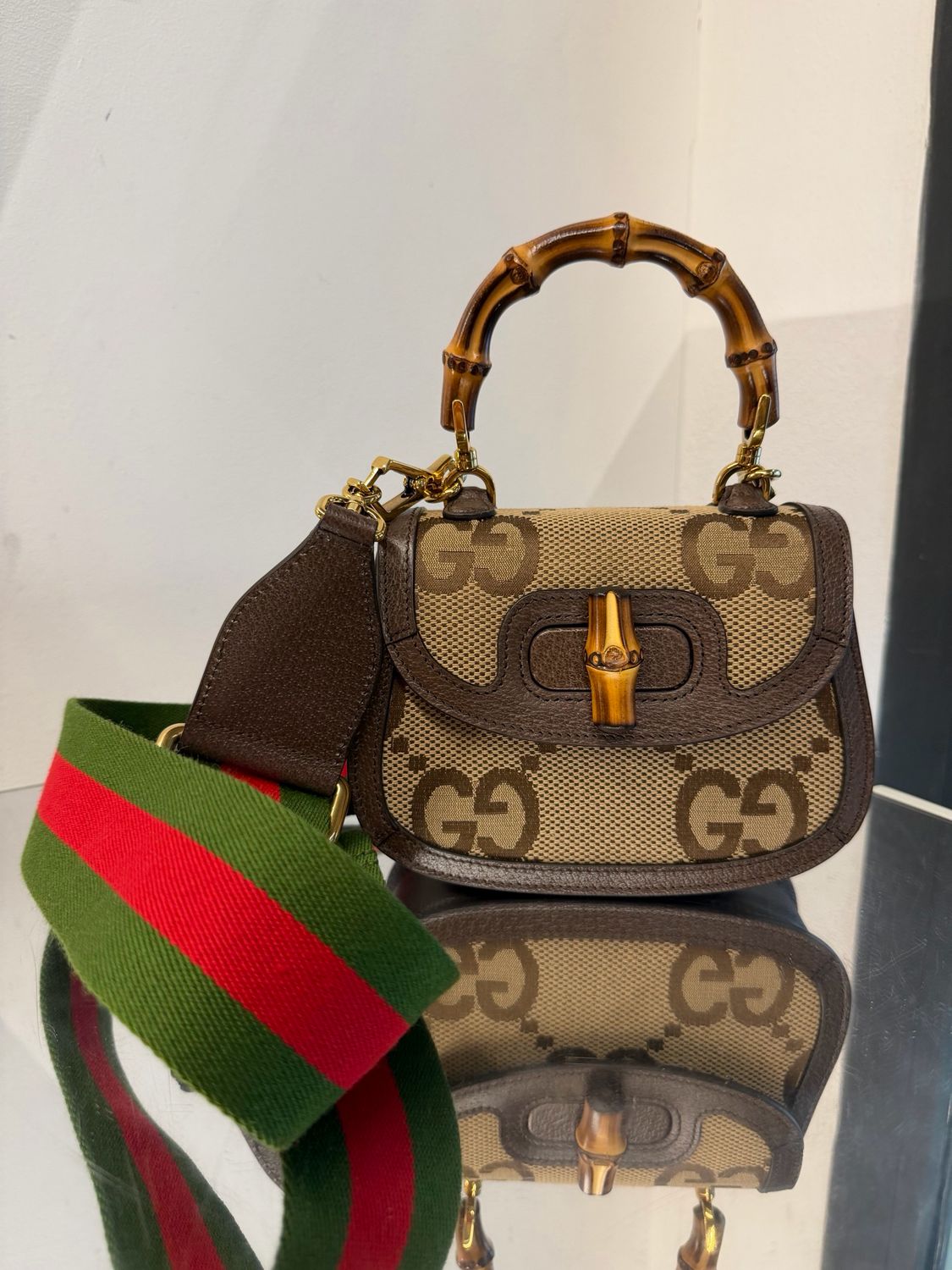 GUCCI MINI BAMBOO JUMBO GG DOPPIA TRACOLLA