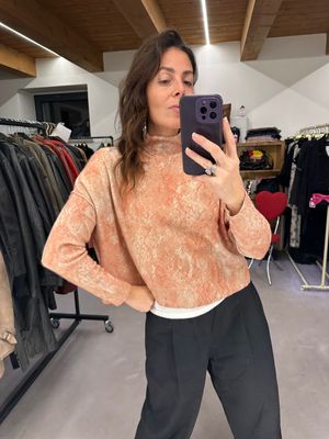 COLLO ALTO CROP PURO CASHMERE FANTASIA PITONATA SFUMATA TG M DONNA