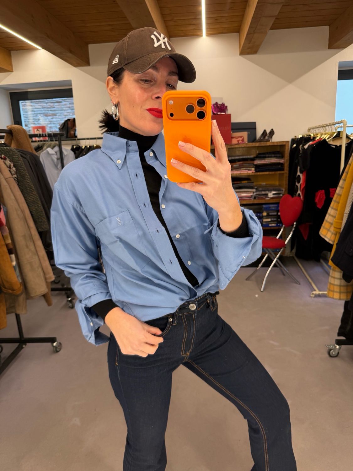 CAMICIA YSL COTONE MODAL AZZURRO INTENSO NUOVA